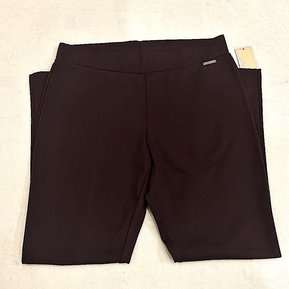 Michael Kors Seamed Leggings Chocolate Brown Size Large New With Tag Authentic